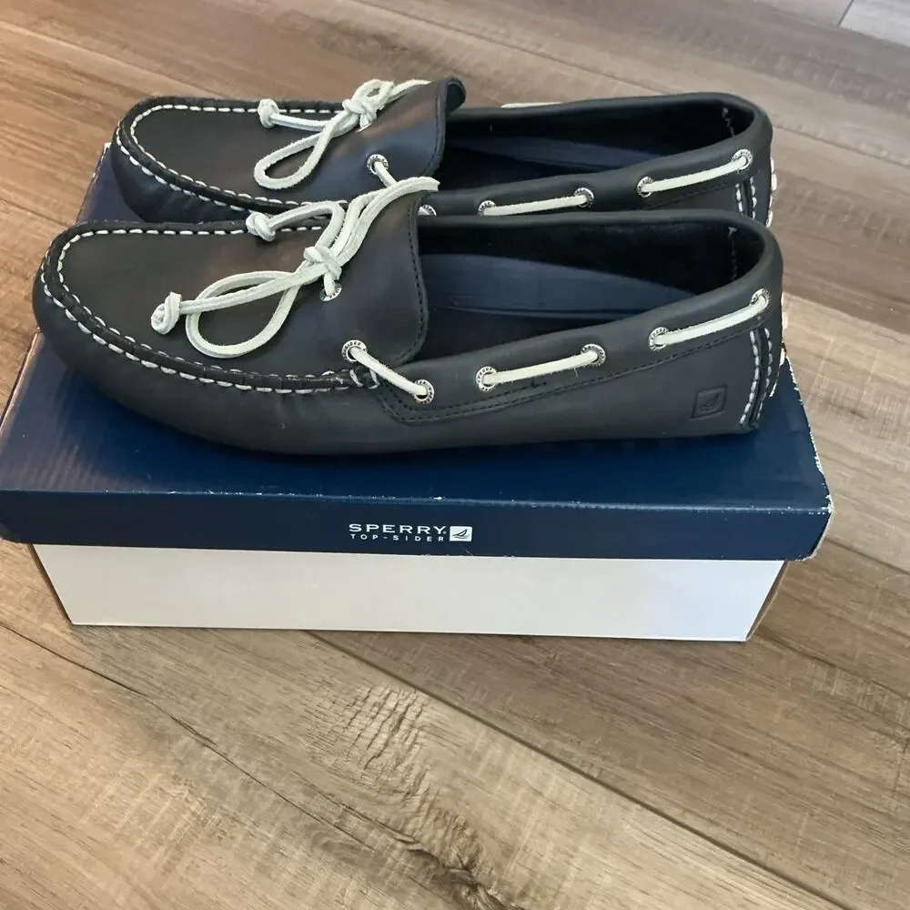 Sperry Top-Sider Men’s Size 11.5 Black Suede Boat Shoes STS10623